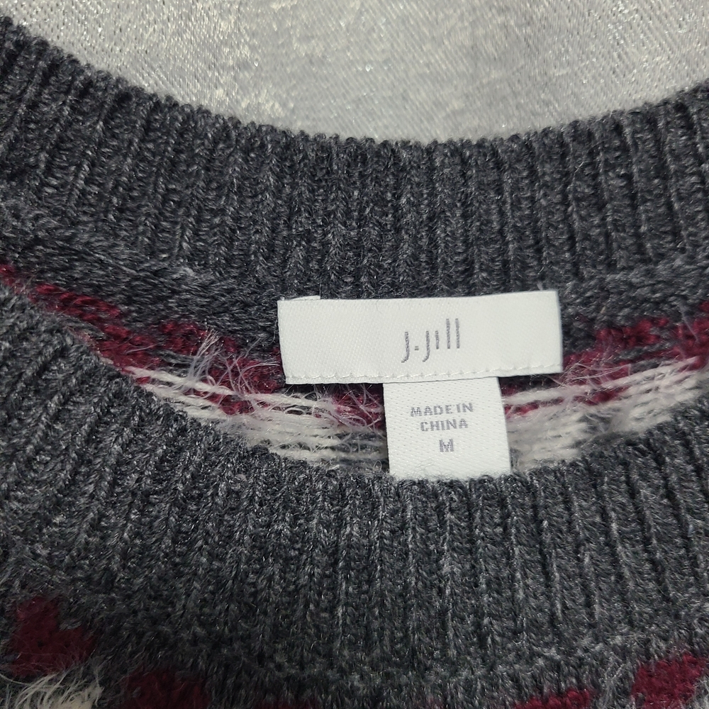 J. Jill Gray Long Sleeve Dress with Patterned Yoke NWT M - Picture 5 of 6